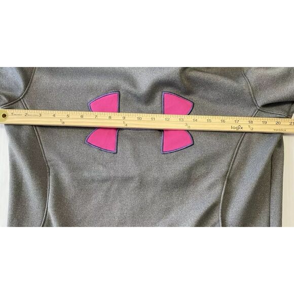 Under Armour Womens Fleece Hoodie Cold Gear Semi-Fitted Gray/Pink Size Med - Picture 5 of 9